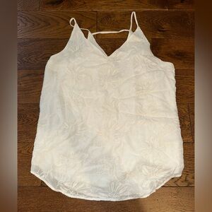 Loft Ivory Floral Embroidered Tank - size Small
